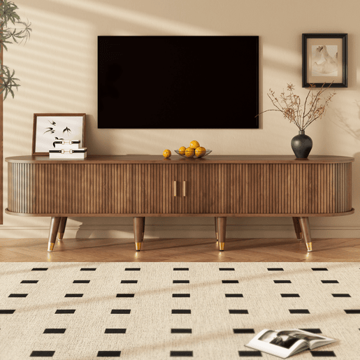 Móvel de TV 175cm de mdf com 2 portas corrediças e 2 gavetas,noz