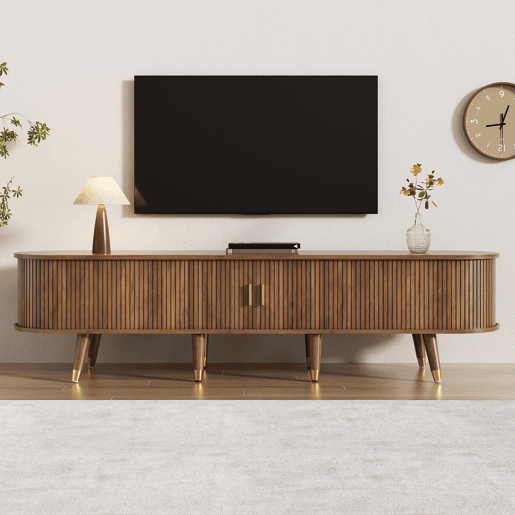 Móvel de TV 175cm de mdf com 2 portas corrediças e 2 gavetas,noz