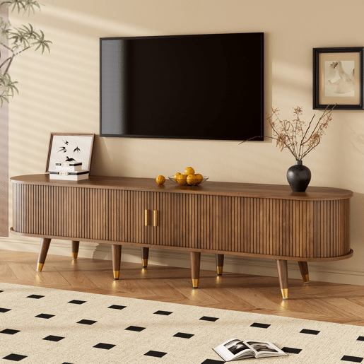 Móvel de TV 175cm de mdf com 2 portas corrediças e 2 gavetas,noz