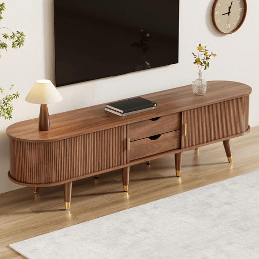 Móvel de TV 175cm de mdf com 2 portas corrediças e 2 gavetas,noz