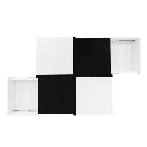 Mesa de centro quadrada de painel de partículas com 2 gavetas,branco+preto