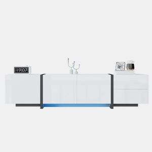 Móvel de TV 170cm de painel de partículas com 4 portas e 1 gaveta,branco