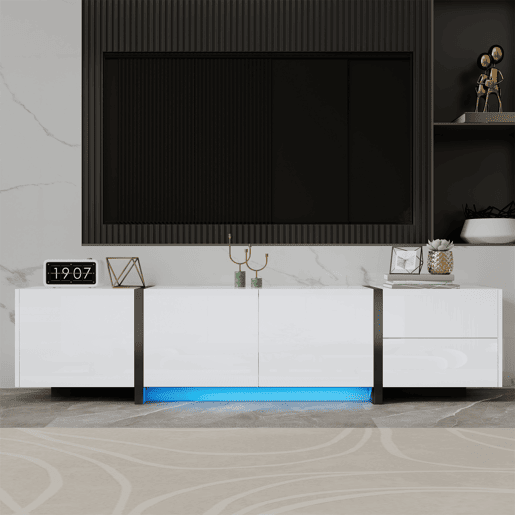 Móvel de TV 170cm de painel de partículas com 4 portas e 1 gaveta,branco