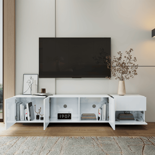 Móvel de TV 170cm de painel de partículas com 4 portas e 1 gaveta,branco