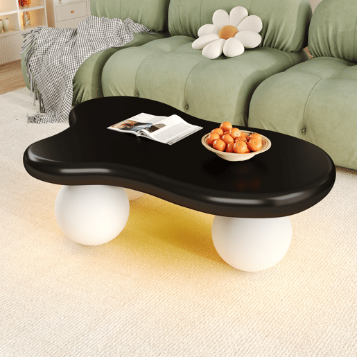 Mesa de centro irregular de mdf com luz led,preto+branco Mesa de centro irregular de mdf com luz led,preto+branco