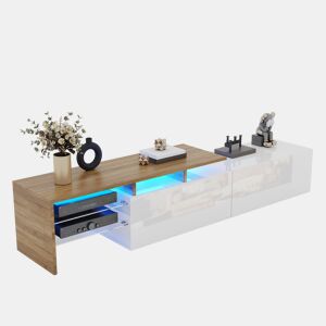 Móvel de TV 170cm de painel de partículas com 2 gavetas e luz led,branco