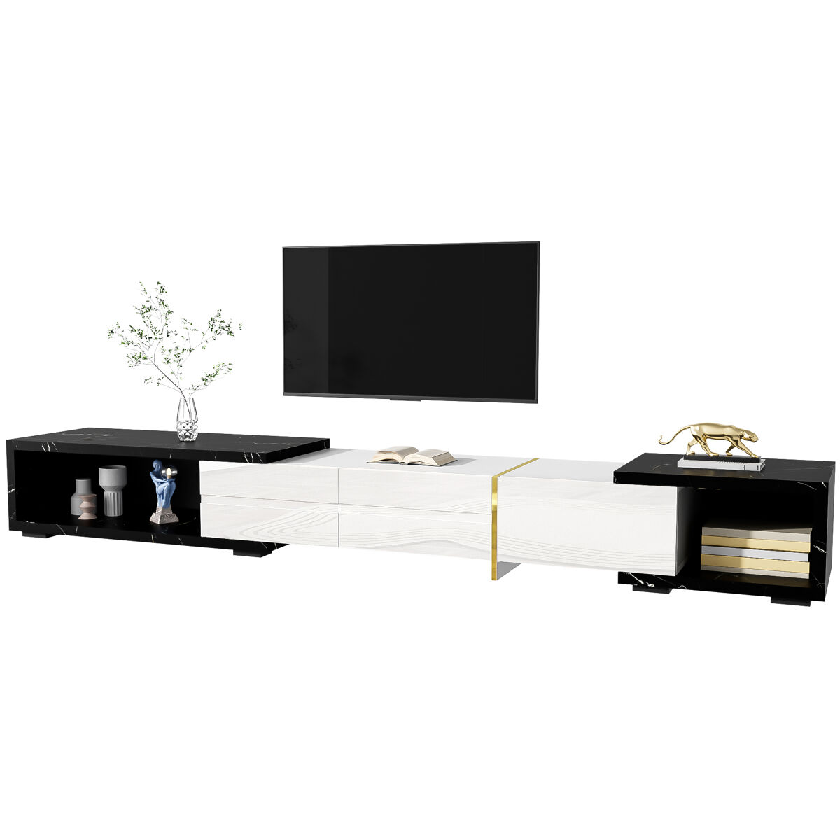 Mueble TV giratorio de mdf y panel de partículas con 3 puertas 260