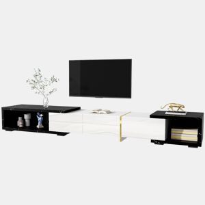 Móvel de TV giratório 260cm de mdf e painel de partículas com 4 portas giratórias,branco
