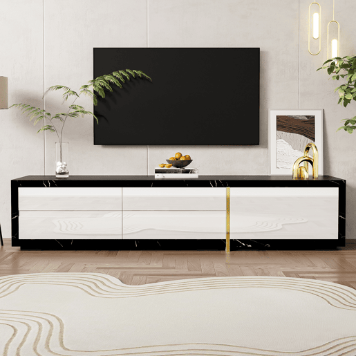 Móvel de TV giratório 260cm de mdf e painel de partículas com 4 portas giratórias,branco
