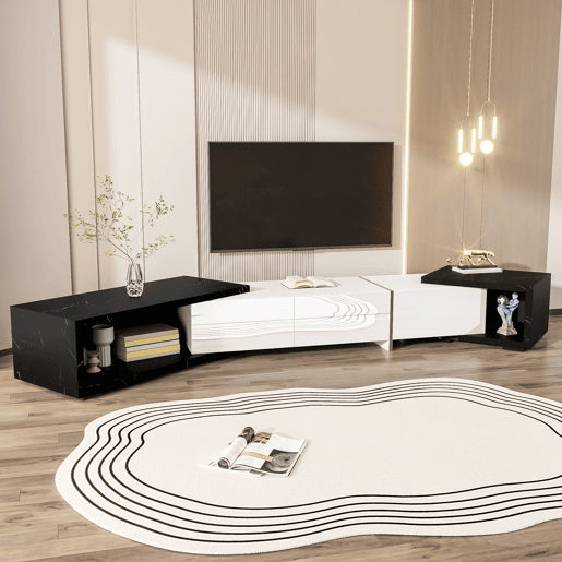 Móvel de TV giratório 260cm de mdf e painel de partículas com 4 portas giratórias,branco
