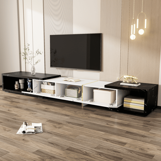Móvel de TV giratório 260cm de mdf e painel de partículas com 4 portas giratórias,branco