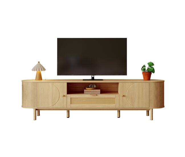 Mueble tv 175cm de mdf con 2 puertas y 1 cajón,natural