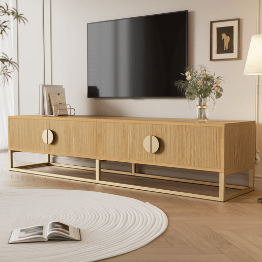 Móvel de TV 180cm de mdf e painel de partículas com 4 portas,natural
