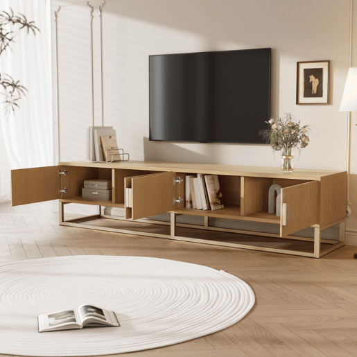 Móvel de TV 180cm de mdf e painel de partículas com 4 portas,natural