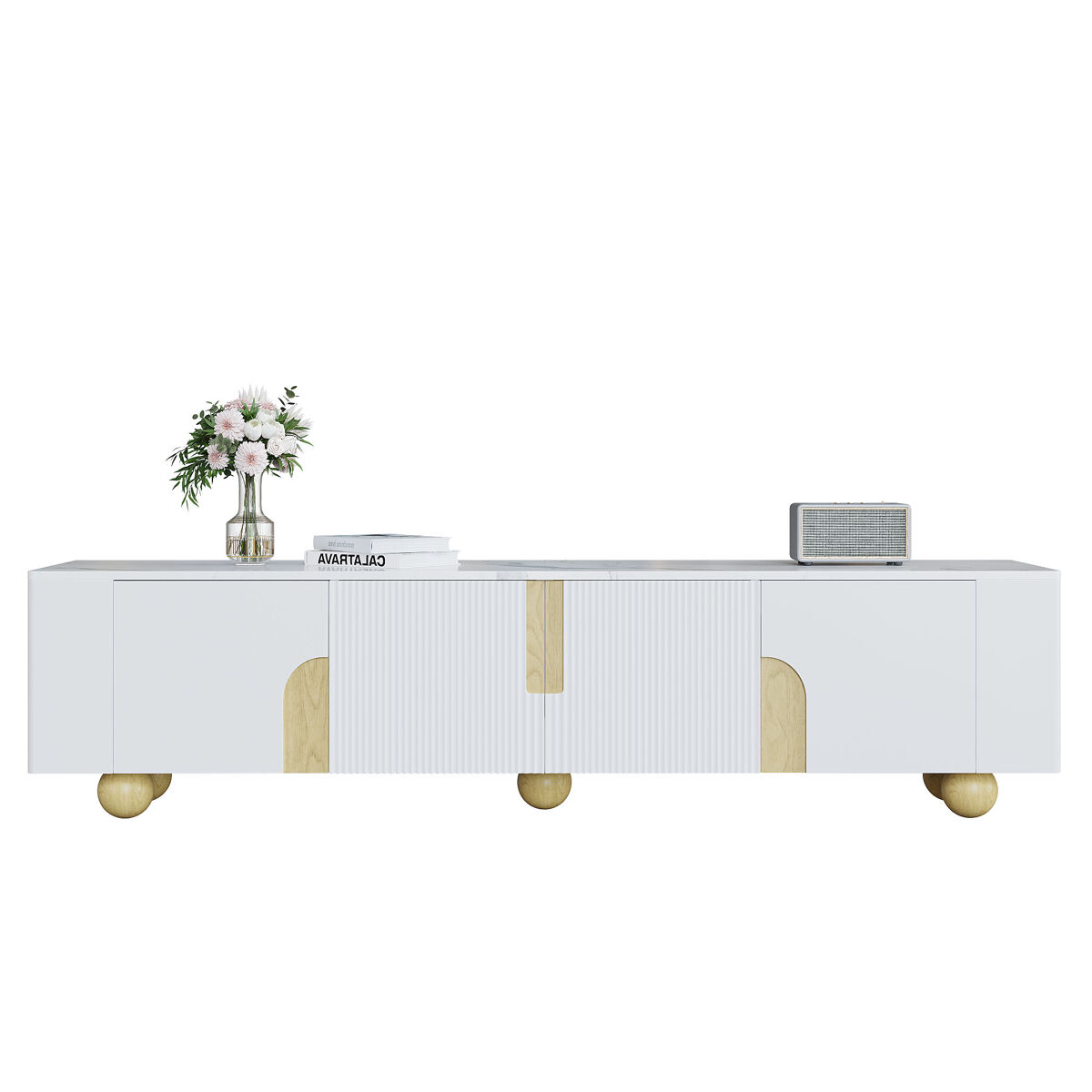 Mueble TV de mdf y panel de partículas con 4 puertas