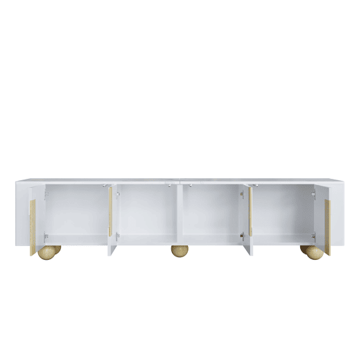 Móvel de TV 180cm de mdf e painel de partículas com 4 portas,branco+dourado