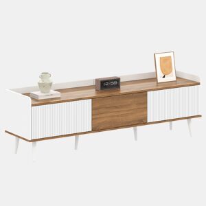 Móvel de TV 160cm de mdf e painel de partículas com 3 portas,branco+natural