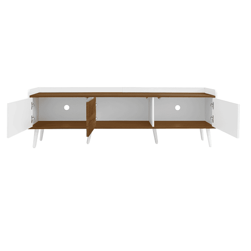 Móvel de TV 160cm de mdf e painel de partículas com 3 portas,branco+natural