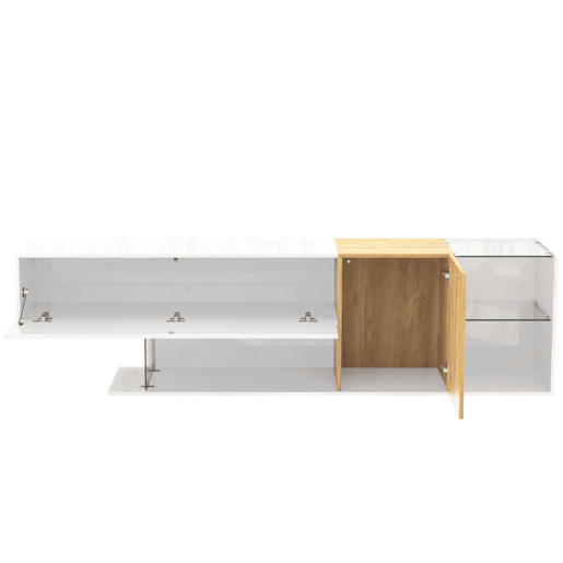 Móvel de TV 180cm de painel de partículas com 2 portas,branco+natural Móvel de TV 180cm de painel de partículas com 2 portas,branco+natural