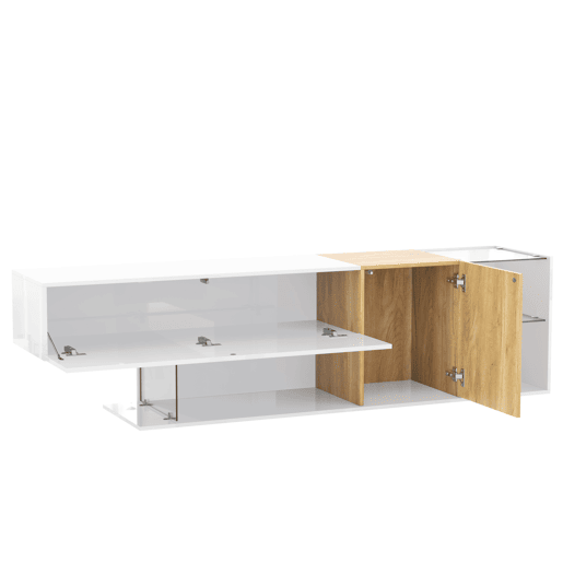 Móvel de TV 180cm de painel de partículas com 2 portas,branco+natural Móvel de TV 180cm de painel de partículas com 2 portas,branco+natural