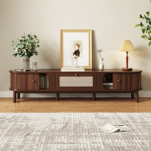 Móvel de TV 170cm de painel de partículas com 2 portas corrediças e 1 gaveta,natural