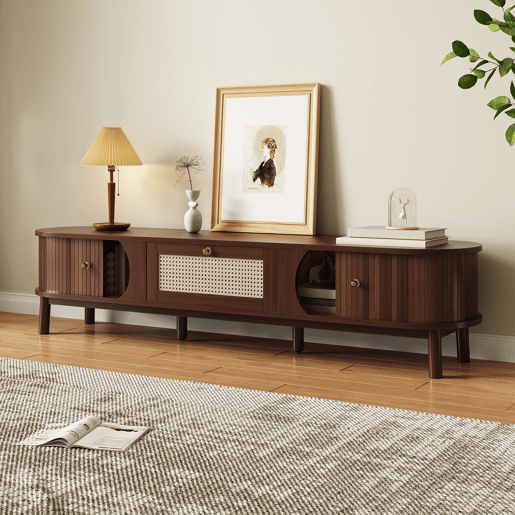 Móvel de TV 170cm de painel de partículas com 2 portas corrediças e 1 gaveta,natural