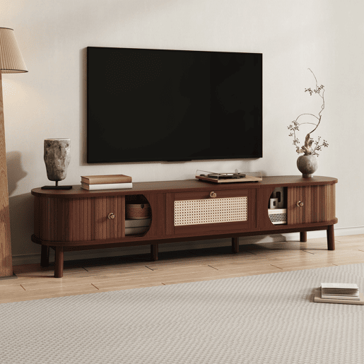 Móvel de TV 170cm de painel de partículas com 2 portas corrediças e 1 gaveta,natural
