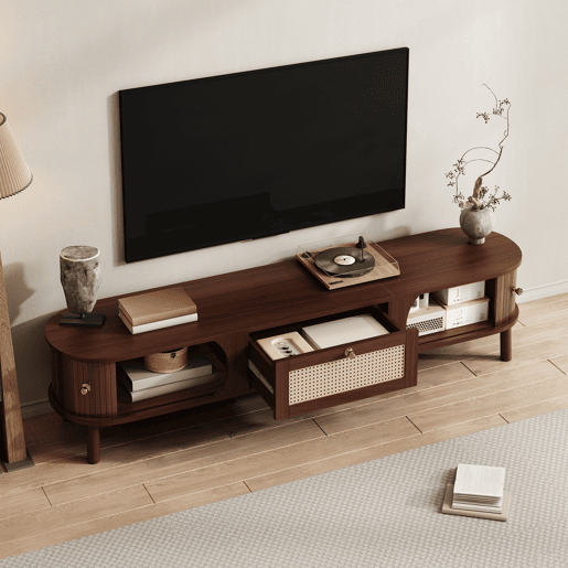 Móvel de TV 170cm de painel de partículas com 2 portas corrediças e 1 gaveta,natural