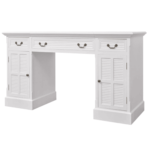 Secretária - Mesa de computador dupla estilo pedestal 140x48x80 cm branco