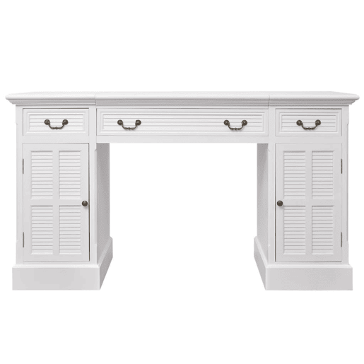 Secretária - Mesa de computador dupla estilo pedestal 140x48x80 cm branco