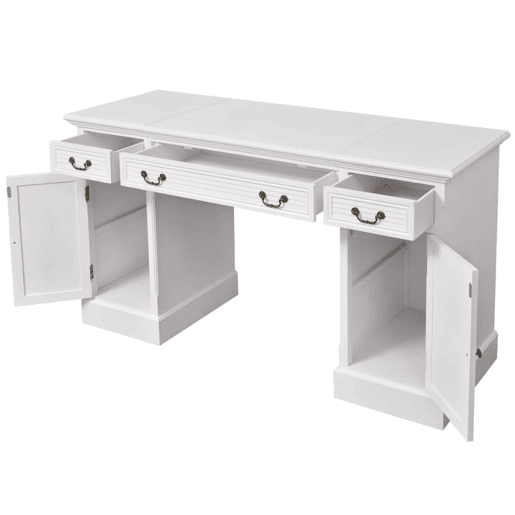 Secretária - Mesa de computador dupla estilo pedestal 140x48x80 cm branco