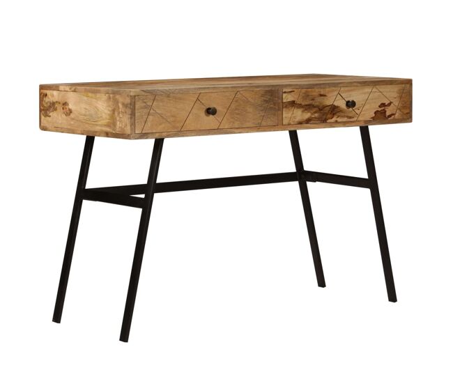Escritorio - mesa de ordenador con cajones madera maciza de mango 110x50x76 cm