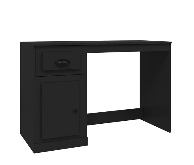 Escritorio - mesa de ordenador con cajón madera contrachapada negro 115x50x75 cm