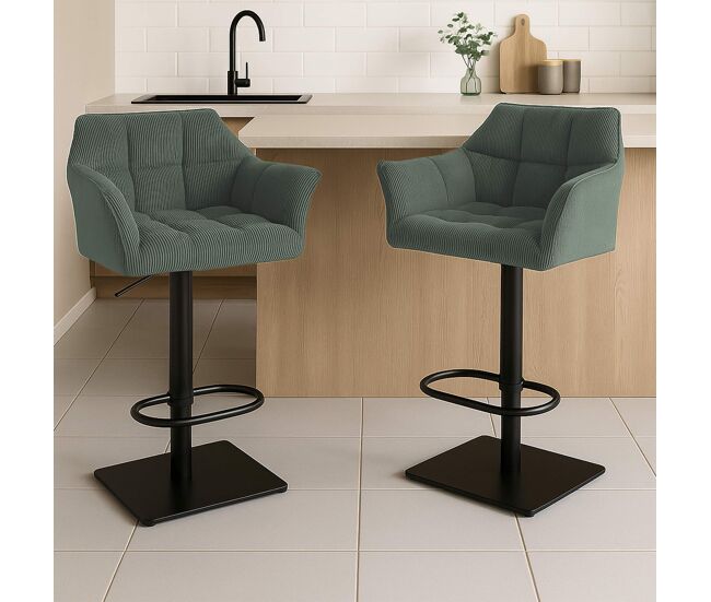 Taburete de bar damaso cord pana verde 45x64x88 cm