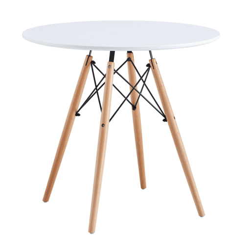 Conjunto de mesa redonda com 2 cadeiras de cozinha, móveis de cozinha, estilo moderno na cor branco fosco