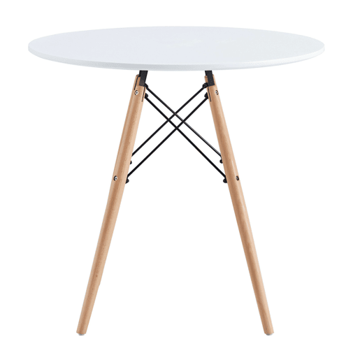 Conjunto de mesa redonda com 2 cadeiras de cozinha, móveis de cozinha, estilo moderno na cor branco fosco