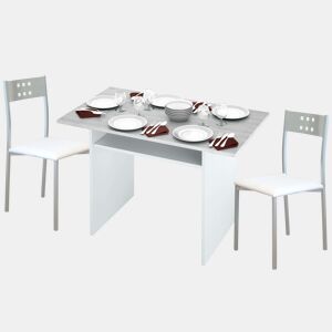 Conjunto de mesa de cozinha e 2 cadeiras, pacote com mesa dobrável e 2 cadeiras, branco e cinza cimento
