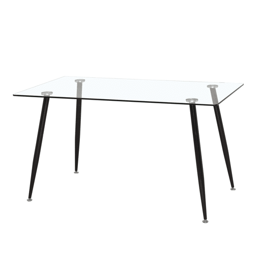 Conjunto de Jantar Mesa de Vidro e 4 Cadeiras, Mesa Fixa e 4 Cadeiras Conjunto de Sala de Estar, Mesa Retangular Cor Preta