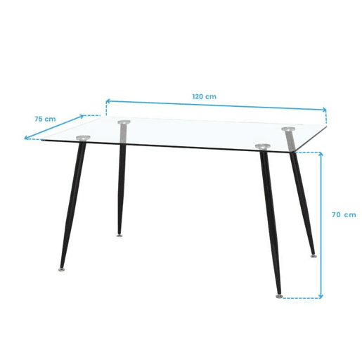 Conjunto de Jantar Mesa de Vidro e 4 Cadeiras, Mesa Fixa e 4 Cadeiras Conjunto de Sala de Estar, Mesa Retangular Cor Preta