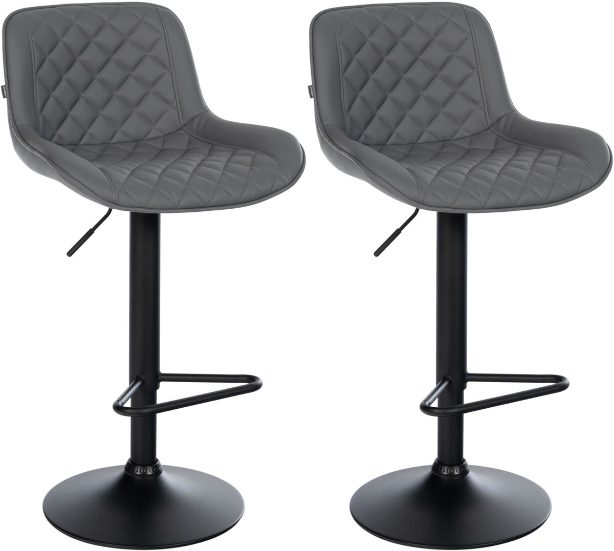 2er set de taburetes de bar kasson simil cuero gris 52x50x84 cm