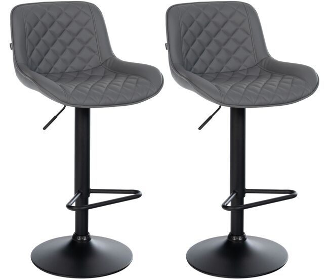 2er set de taburetes de bar kasson simil cuero gris 52x50x84 cm
