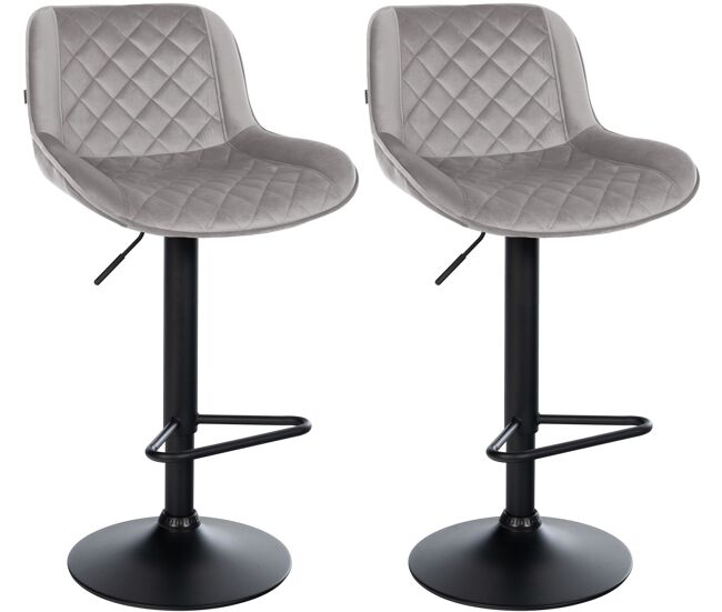 2er set de taburetes de bar kasson terciopelo gris 52x50x84 cm