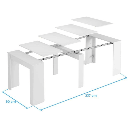 Conjunto de Jantar Mesa Extensível e 4 Cadeiras, Mesa Retangular Cor Cinza e Branco Artik Conjunto de Jantar Mesa Extensível e 4 Cadeiras, Mesa Retangular Cor Cinza e Branco Artik