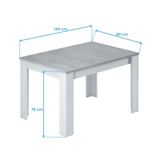 Conjunto de jantar, mesa extensível e 4 cadeiras, conjunto de mesa extensível e 4 cadeiras, mesa retangular cinza cimento Conjunto de jantar, mesa extensível e 4 cadeiras, conjunto de mesa extensível e 4 cadeiras, mesa retangular cinza cimento