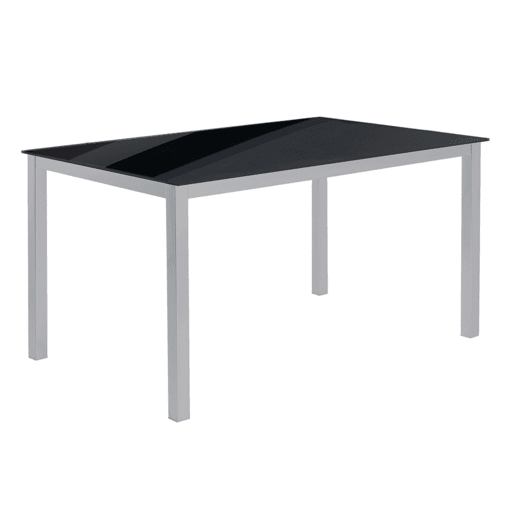 Conjunto de mesa de jantar e 4 cadeiras, mesa fixa e 4 cadeiras de cozinha, mesa retangular de vidro preta Conjunto de mesa de jantar e 4 cadeiras, mesa fixa e 4 cadeiras de cozinha, mesa retangular de vidro preta