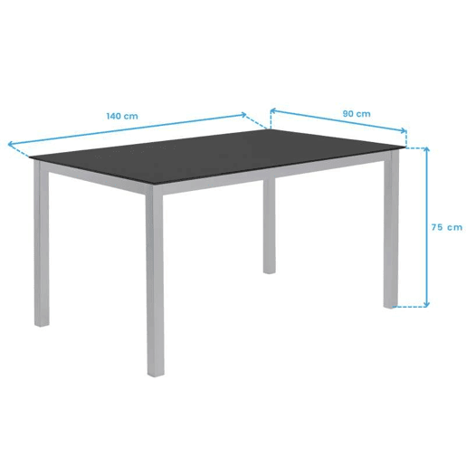 Conjunto de mesa de jantar e 4 cadeiras, mesa fixa e 4 cadeiras de cozinha, mesa retangular de vidro preta Conjunto de mesa de jantar e 4 cadeiras, mesa fixa e 4 cadeiras de cozinha, mesa retangular de vidro preta