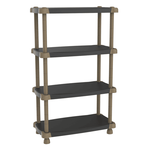Prateleira modular de armazenamento, prateleira de resina para jardim, garagem, armazém, titânio, 4 prateleiras ajustáveis, pretas, 88 x 150 x 43 cm