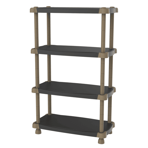 Prateleira modular de armazenamento, prateleira de resina para jardim, garagem, armazém, titânio, 4 prateleiras ajustáveis, pretas, 88 x 150 x 43 cm