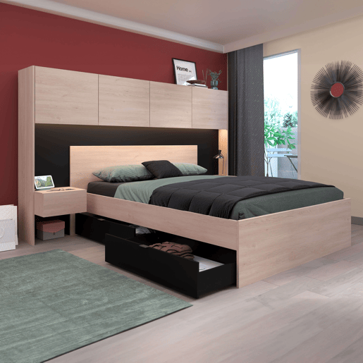 Gavetas de fundo de cama John em pontilhado preto 190-200x22x50 cm Gavetas de fundo de cama John em pontilhado preto 190-200x22x50 cm