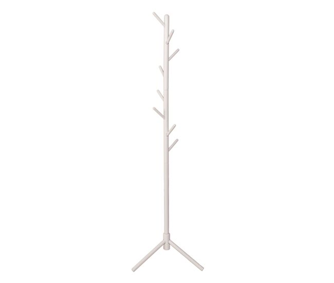 Perchero de pie 8 colgadores, mueble de entrada reki madera de haya y montaje fácil 44x172x44 cm